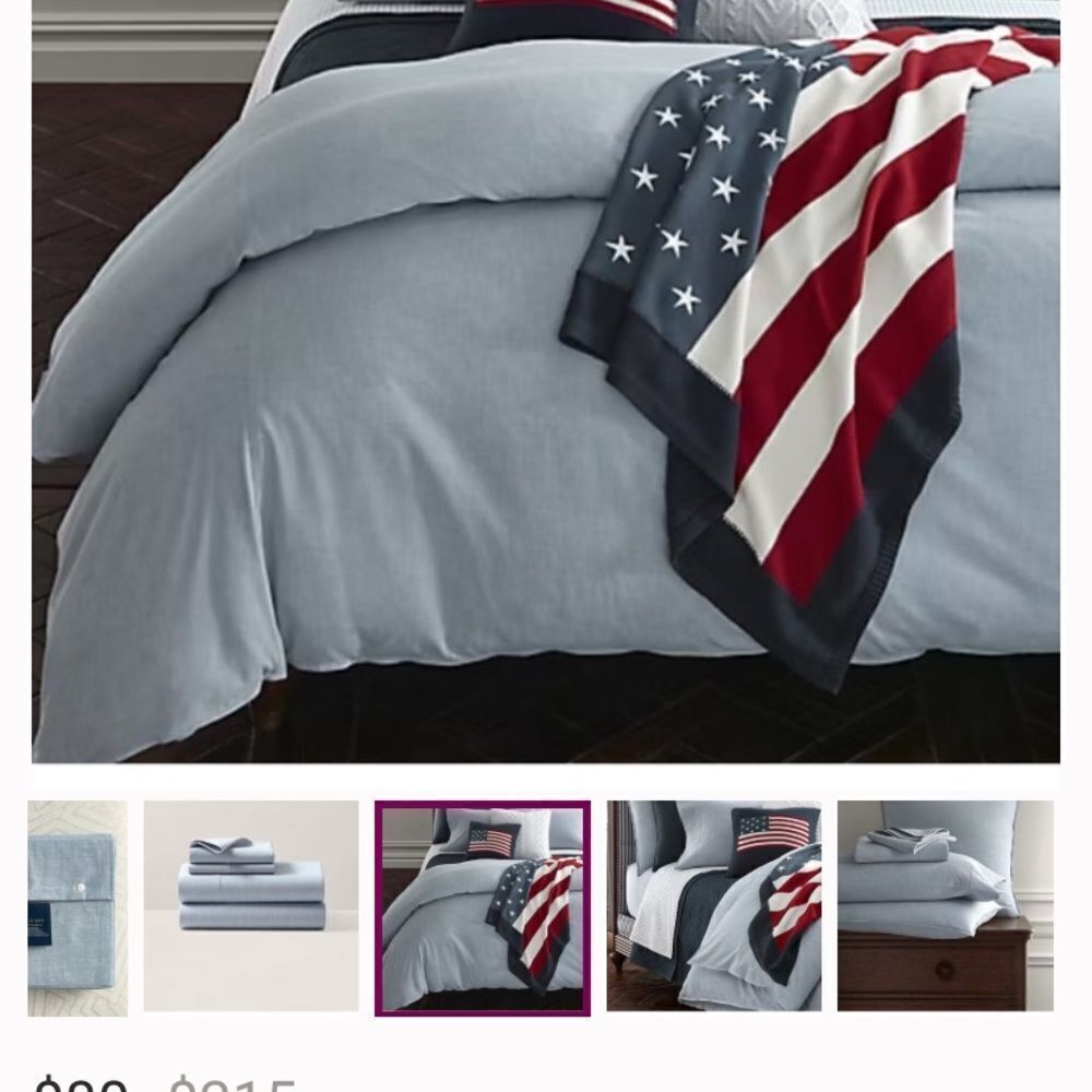 Ralph Lauren Workshirt Chambray  Fitted Sheet - Picture 3 of 6